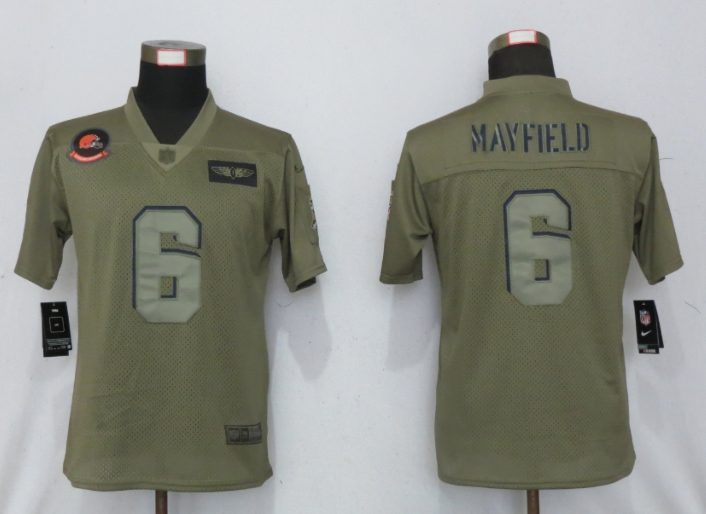 Women New Nike Cleveland Browns #6 Mayfield Nike Camo 2019 Salute to Service limited jersey->los angeles dodgers->MLB Jersey